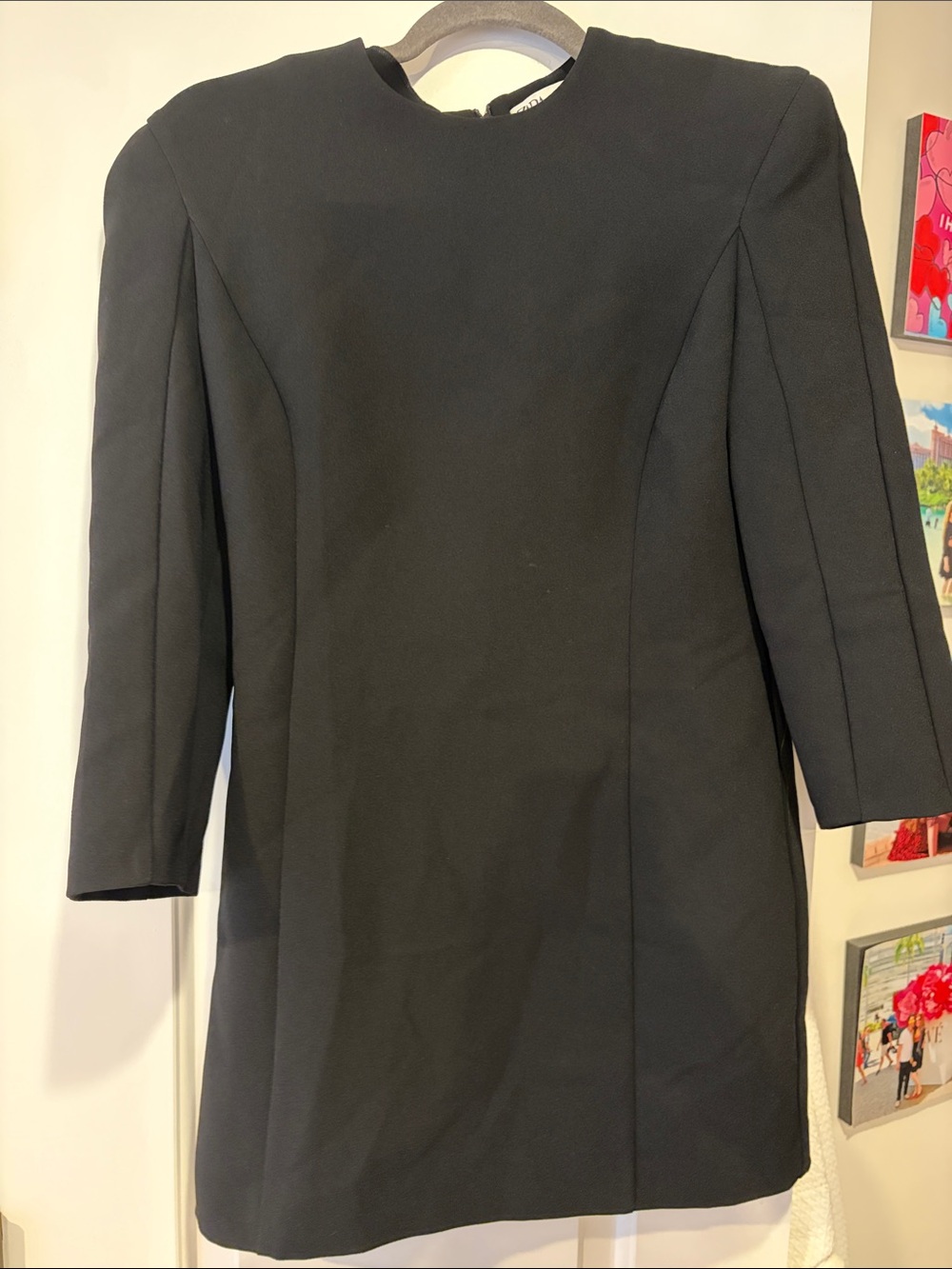 Zara Black Long-Sleeve Shift Dress